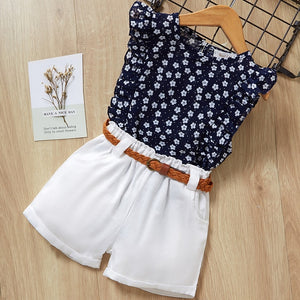 Bear Leader 2019 New Summer Casual Children Sets Flowers Blue T-shirt+  Pants Girls Clothing Sets Kids Summer Suit For 3-7 Years
