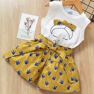 Bear Leader 2019 New Summer Casual Children Sets Flowers Blue T-shirt+  Pants Girls Clothing Sets Kids Summer Suit For 3-7 Years