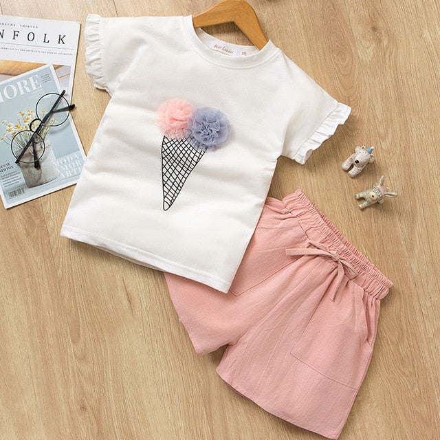Bear Leader 2019 New Summer Casual Children Sets Flowers Blue T-shirt+  Pants Girls Clothing Sets Kids Summer Suit For 3-7 Years