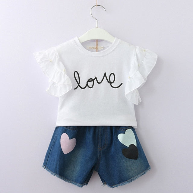 Bear Leader 2019 New Summer Casual Children Sets Flowers Blue T-shirt+  Pants Girls Clothing Sets Kids Summer Suit For 3-7 Years