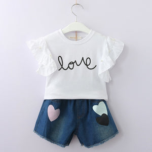 Bear Leader 2019 New Summer Casual Children Sets Flowers Blue T-shirt+  Pants Girls Clothing Sets Kids Summer Suit For 3-7 Years