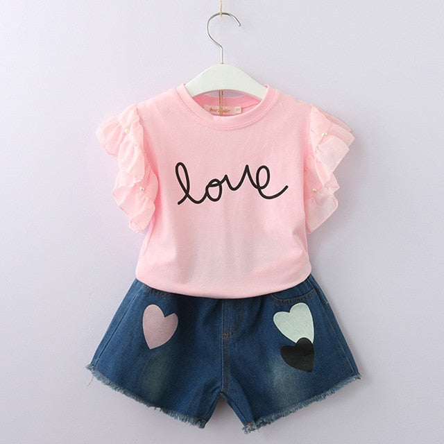 Bear Leader 2019 New Summer Casual Children Sets Flowers Blue T-shirt+  Pants Girls Clothing Sets Kids Summer Suit For 3-7 Years