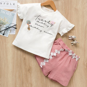 Bear Leader 2019 New Summer Casual Children Sets Flowers Blue T-shirt+  Pants Girls Clothing Sets Kids Summer Suit For 3-7 Years