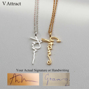 V Attract Handwriting Jewelry Custom Signature Pendant Collier Femme Vertical Personalized Vertical Name Necklace For Women Gift