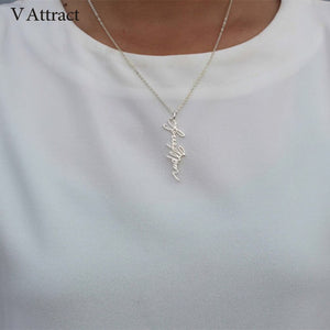 V Attract Handwriting Jewelry Custom Signature Pendant Collier Femme Vertical Personalized Vertical Name Necklace For Women Gift
