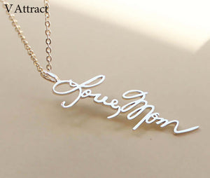 V Attract Handwriting Jewelry Custom Signature Pendant Collier Femme Vertical Personalized Vertical Name Necklace For Women Gift