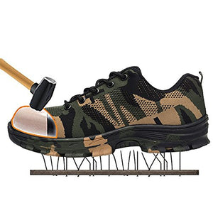 Work Boots Construction Men's Outdoor Steel Toe Cap Shoes Men Camouflage Puncture Proof High Quality Safety Shoes Plus Size