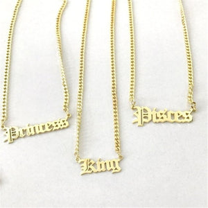 Personalized Name Necklace Stainless Steel Curb Chain Custom Old English Font Pendant Handmade Men Jewelry For Women Bridesmaid