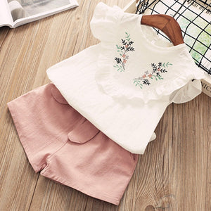 Kids Girls Clothing Sets Summer New Style Brand  Baby Girls Clothes short Sleeve T-Shirt+Pant Dress 2Pcs Children Clothes Suits
