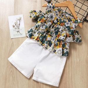 Kids Girls Clothing Sets Summer New Style Brand  Baby Girls Clothes short Sleeve T-Shirt+Pant Dress 2Pcs Children Clothes Suits