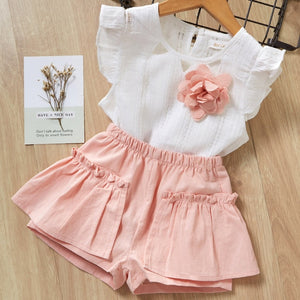 Kids Girls Clothing Sets Summer New Style Brand  Baby Girls Clothes short Sleeve T-Shirt+Pant Dress 2Pcs Children Clothes Suits