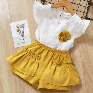 Kids Girls Clothing Sets Summer New Style Brand  Baby Girls Clothes short Sleeve T-Shirt+Pant Dress 2Pcs Children Clothes Suits