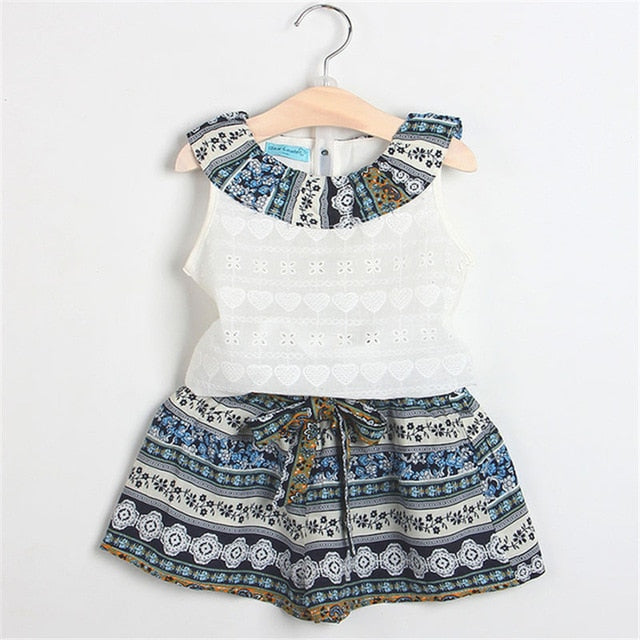Kids Girls Clothing Sets Summer New Style Brand  Baby Girls Clothes short Sleeve T-Shirt+Pant Dress 2Pcs Children Clothes Suits