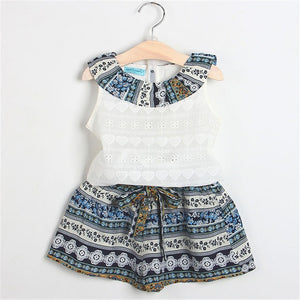 Kids Girls Clothing Sets Summer New Style Brand  Baby Girls Clothes short Sleeve T-Shirt+Pant Dress 2Pcs Children Clothes Suits