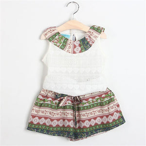 Kids Girls Clothing Sets Summer New Style Brand  Baby Girls Clothes short Sleeve T-Shirt+Pant Dress 2Pcs Children Clothes Suits
