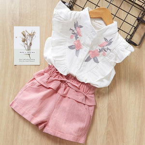 Melario Kids Girls Clothing Sets New Summer Baby Girls Clothes Short Sleeve T-Shirt + Shorts Suit 2Pcs Children Clothes Suits