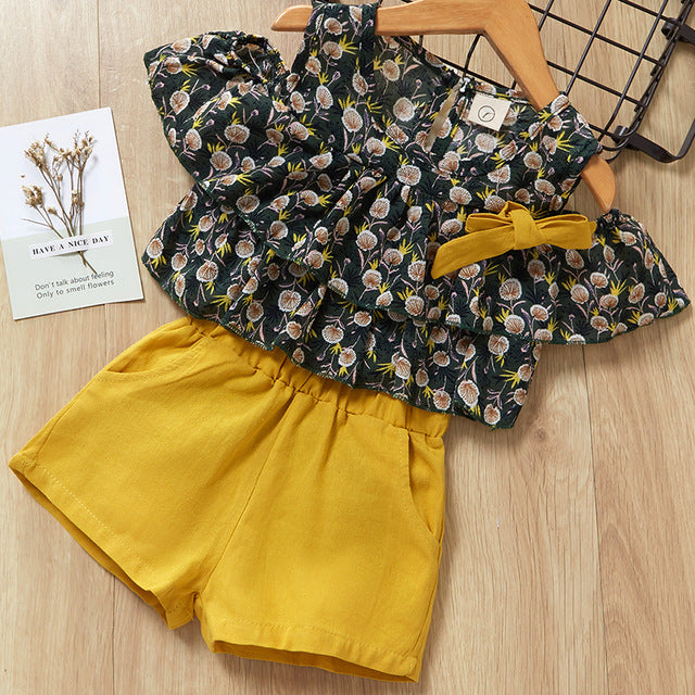 Melario Kids Girls Clothing Sets New Summer Baby Girls Clothes Short Sleeve T-Shirt + Shorts Suit 2Pcs Children Clothes Suits