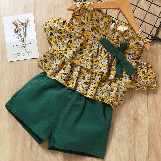 Melario Kids Girls Clothing Sets New Summer Baby Girls Clothes Short Sleeve T-Shirt + Shorts Suit 2Pcs Children Clothes Suits