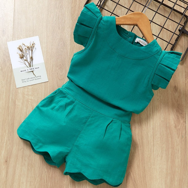Melario Kids Girls Clothing Sets New Summer Baby Girls Clothes Short Sleeve T-Shirt + Shorts Suit 2Pcs Children Clothes Suits