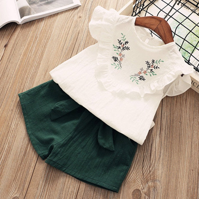 Melario Kids Girls Clothing Sets New Summer Baby Girls Clothes Short Sleeve T-Shirt + Shorts Suit 2Pcs Children Clothes Suits