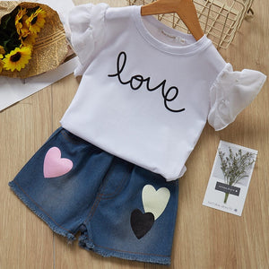 Kids Girls Clothing Sets Summer New Style Brand  Baby Girls Clothes short Sleeve T-Shirt+Pant Dress 2Pcs Children Clothes Suits