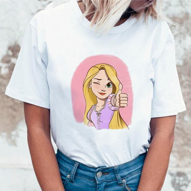 Women 2019 Summer Graphic Tee Shirt Femme Funny Princess Vogue Harajuku T Shirt Korean Tops Kawaii Streetwear Camiseta Mujer