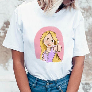 Women 2019 Summer Graphic Tee Shirt Femme Funny Princess Vogue Harajuku T Shirt Korean Tops Kawaii Streetwear Camiseta Mujer