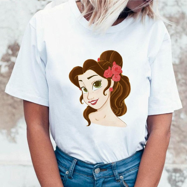 Women 2019 Summer Graphic Tee Shirt Femme Funny Princess Vogue Harajuku T Shirt Korean Tops Kawaii Streetwear Camiseta Mujer