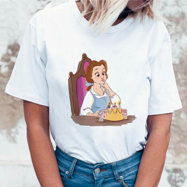 Women 2019 Summer Graphic Tee Shirt Femme Funny Princess Vogue Harajuku T Shirt Korean Tops Kawaii Streetwear Camiseta Mujer