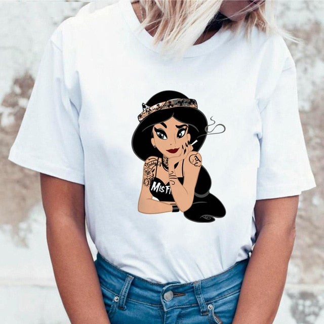 Women 2019 Summer Graphic Tee Shirt Femme Funny Princess Vogue Harajuku T Shirt Korean Tops Kawaii Streetwear Camiseta Mujer
