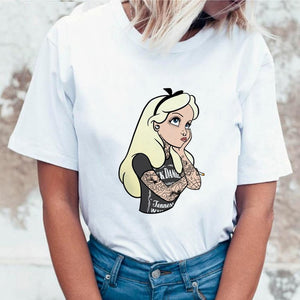 Women 2019 Summer Graphic Tee Shirt Femme Funny Princess Vogue Harajuku T Shirt Korean Tops Kawaii Streetwear Camiseta Mujer