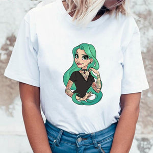 Women 2019 Summer Graphic Tee Shirt Femme Funny Princess Vogue Harajuku T Shirt Korean Tops Kawaii Streetwear Camiseta Mujer