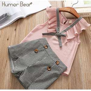 Humor Bear Girls clothes Girls Sets Summer Set 2019 Kids Clothes Girls Clothing Sets Two-Piece Kids Suit children clothing