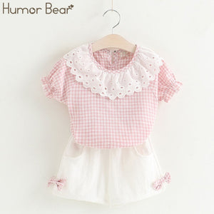 Humor Bear Girls clothes Girls Sets Summer Set 2019 Kids Clothes Girls Clothing Sets Two-Piece Kids Suit children clothing