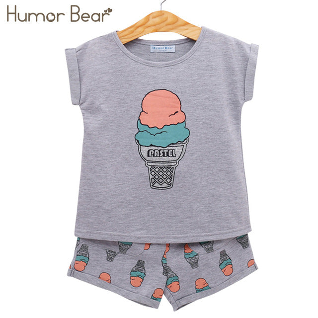 Humor Bear Girls clothes Girls Sets Summer Set 2019 Kids Clothes Girls Clothing Sets Two-Piece Kids Suit children clothing