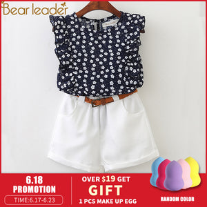 Bear Leader 2019 New Summer Casual Children Sets Flowers Blue T-shirt+  Pants Girls Clothing Sets Kids Summer Suit For 3-7 Years