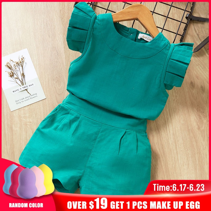 Kids Girls Clothing Sets Summer New Style Brand  Baby Girls Clothes short Sleeve T-Shirt+Pant Dress 2Pcs Children Clothes Suits