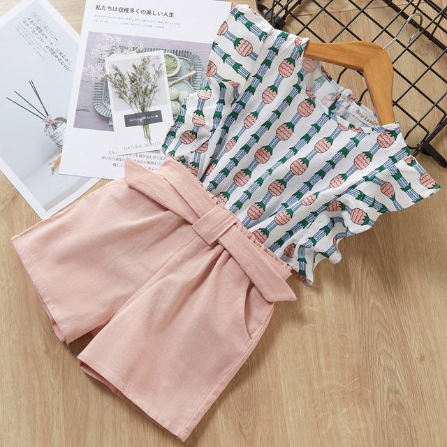 Melario Kids Girls Clothing Sets New Summer Baby Girls Clothes Short Sleeve T-Shirt + Shorts Suit 2Pcs Children Clothes Suits